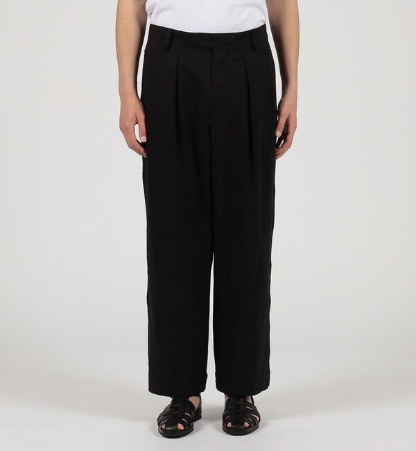 TOMORROWLAND MENS「コットンリネン 2プリーツ ワイドパンツ」|チノ|