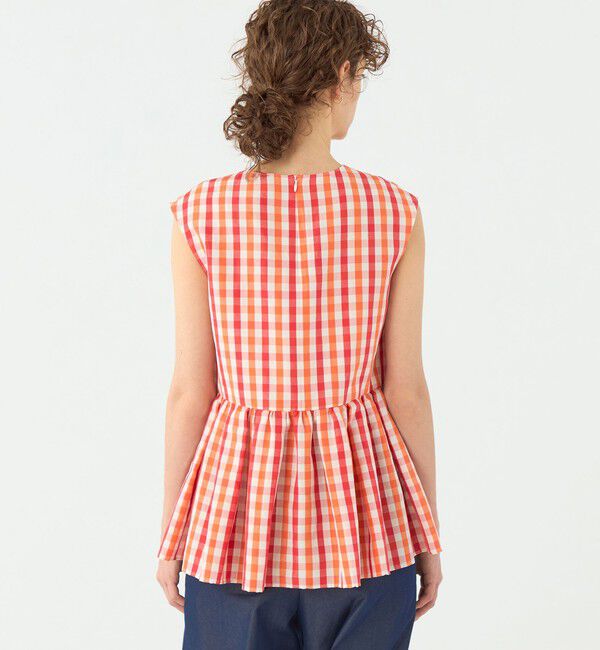 TOMORROWLAND collection「ピコロールギンガムチェック ペプラムブラウス」|シャツ・ブラウス|