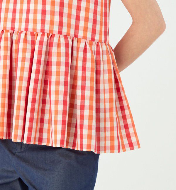 TOMORROWLAND collection「ピコロールギンガムチェック ペプラムブラウス」|シャツ・ブラウス|