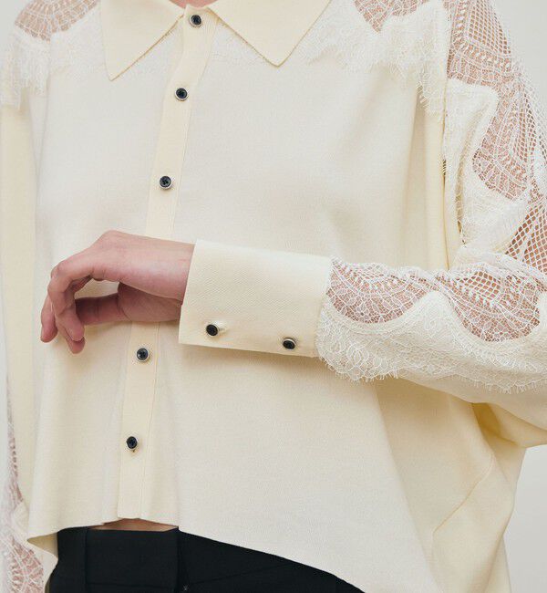 DES PRES「レースコンビニット シャツトップス」|ニット・セーター|