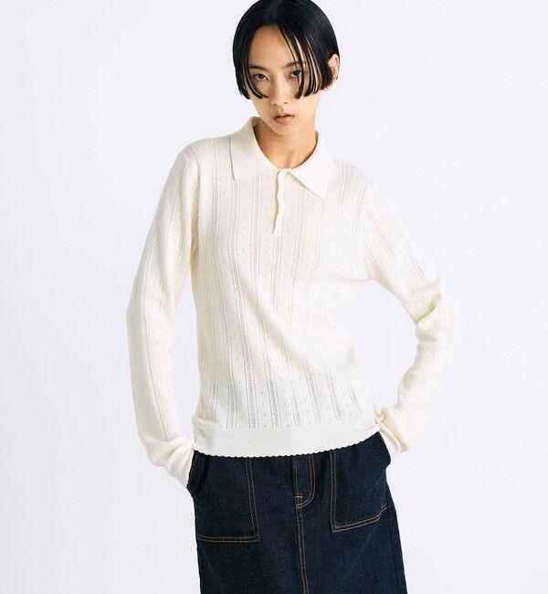 Edition「コットンカシミヤ ロングスリーブ ニットポロ」|ニット・セーター|