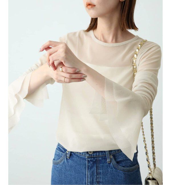 SLOBE IENA「《追加》ラッフルスリーブチュールプルオーバー」|Tシャツ・カットソー|