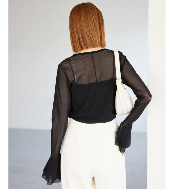 SLOBE IENA「《追加》ラッフルスリーブチュールプルオーバー」|Tシャツ・カットソー|