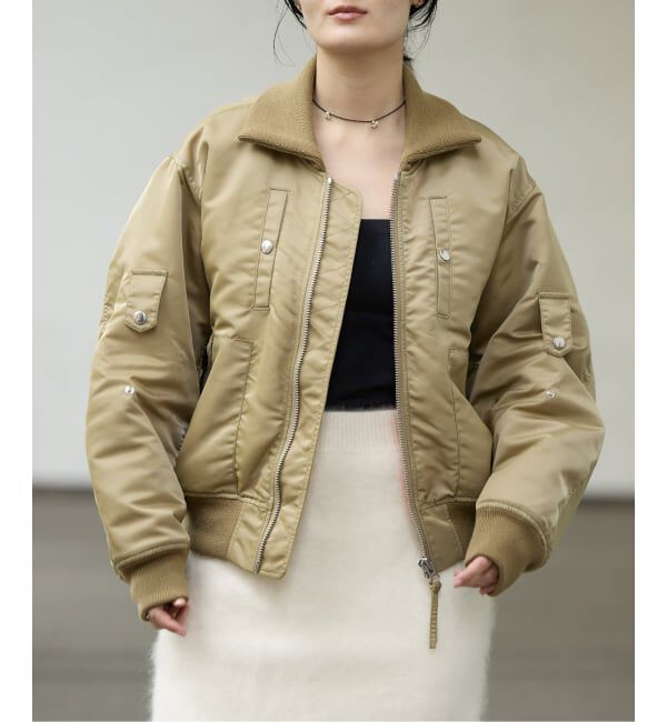 IENA LA BOUCLE「JUN MIKAMI/ジュンミカミ フライトジャケット 25AW-8-J」|ブルゾン・スタジャン|ベージュ