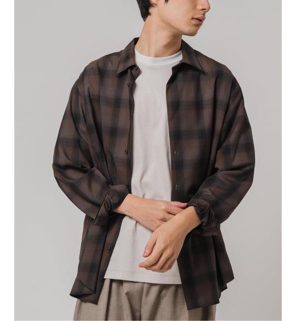 EDIFICE「SUPER 120&rsquo;s ウール チェック レギュラー シャツ」|シャツ・ブラウス|ブラック D