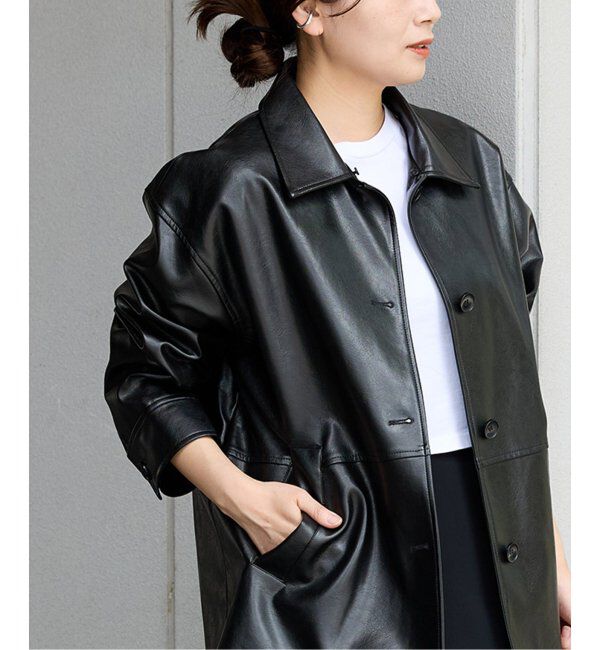 JOURNAL STANDARD「《追加》ウォッシャブルフェイクレザーファー襟付カバーオール」|ライダースジャケット|