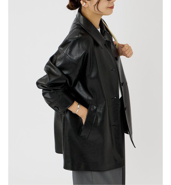 JOURNAL STANDARD「《追加》ウォッシャブルフェイクレザーファー襟付カバーオール」|ライダースジャケット|