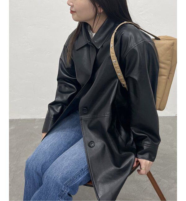 JOURNAL STANDARD「《追加》ウォッシャブルフェイクレザーファー襟付カバーオール」|ライダースジャケット|