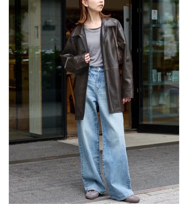 JOURNAL STANDARD「《追加》ウォッシャブルフェイクレザーファー襟付カバーオール」|ライダースジャケット|