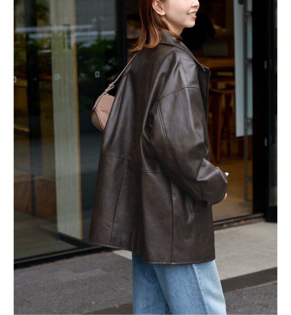 JOURNAL STANDARD「《追加》ウォッシャブルフェイクレザーファー襟付カバーオール」|ライダースジャケット|