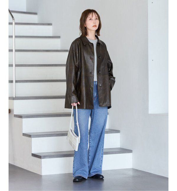 JOURNAL STANDARD「《追加》ウォッシャブルフェイクレザーファー襟付カバーオール」|ライダースジャケット|