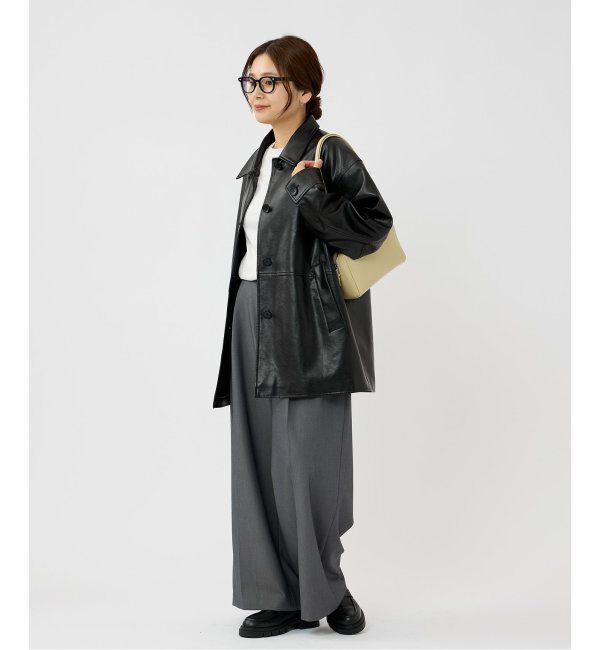 JOURNAL STANDARD「《追加》ウォッシャブルフェイクレザーファー襟付カバーオール」|ライダースジャケット|