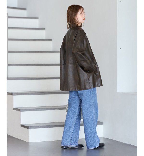 JOURNAL STANDARD「《追加》ウォッシャブルフェイクレザーファー襟付カバーオール」|ライダースジャケット|