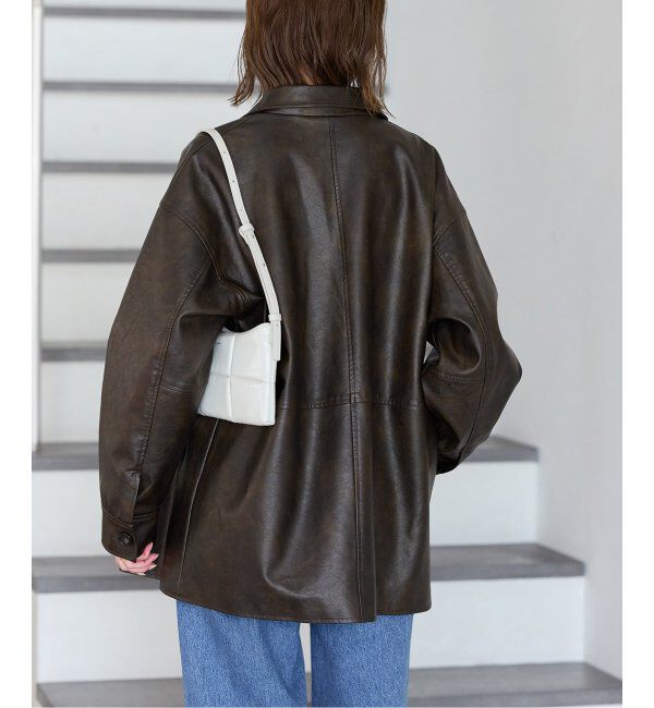 JOURNAL STANDARD「《追加》ウォッシャブルフェイクレザーファー襟付カバーオール」|ライダースジャケット|