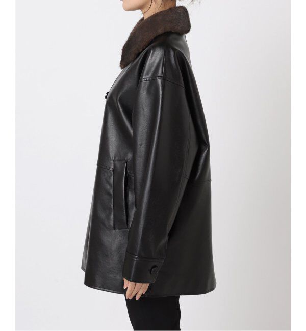 JOURNAL STANDARD「《追加》ウォッシャブルフェイクレザーファー襟付カバーオール」|ライダースジャケット|