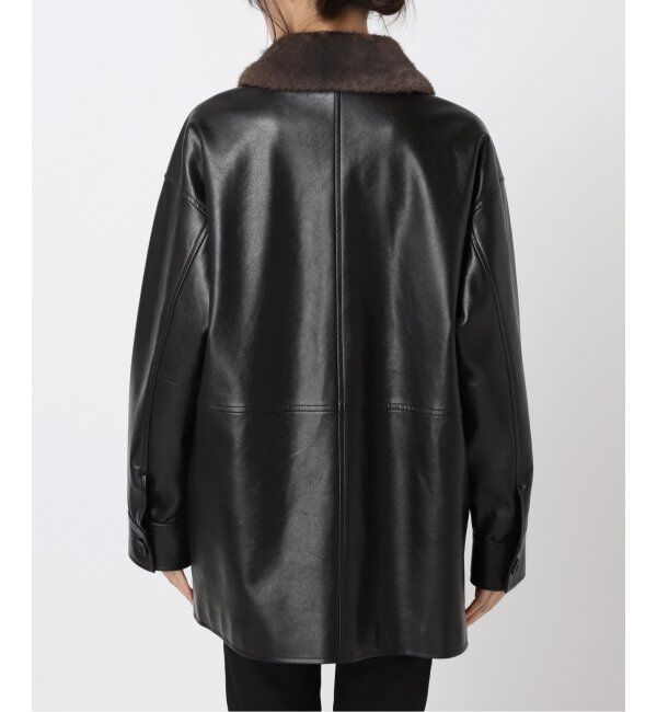 JOURNAL STANDARD「《追加》ウォッシャブルフェイクレザーファー襟付カバーオール」|ライダースジャケット|