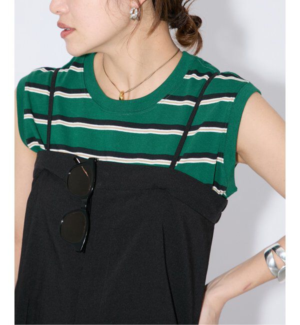 JOURNAL STANDARD「《追加4》汗ジミ防止天竺ボーダーノースリーブ」|Tシャツ・カットソー|