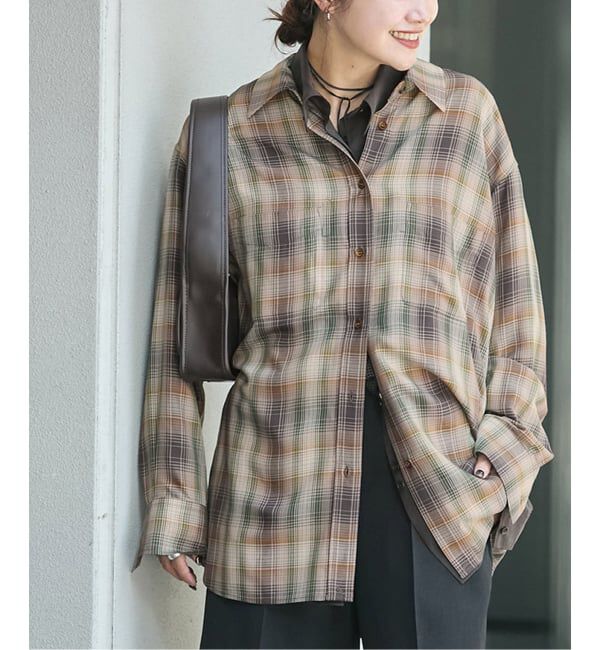 JOURNAL STANDARD「《追加2》レーヨンチェックシャツ」|シャツ・ブラウス|ブラウン