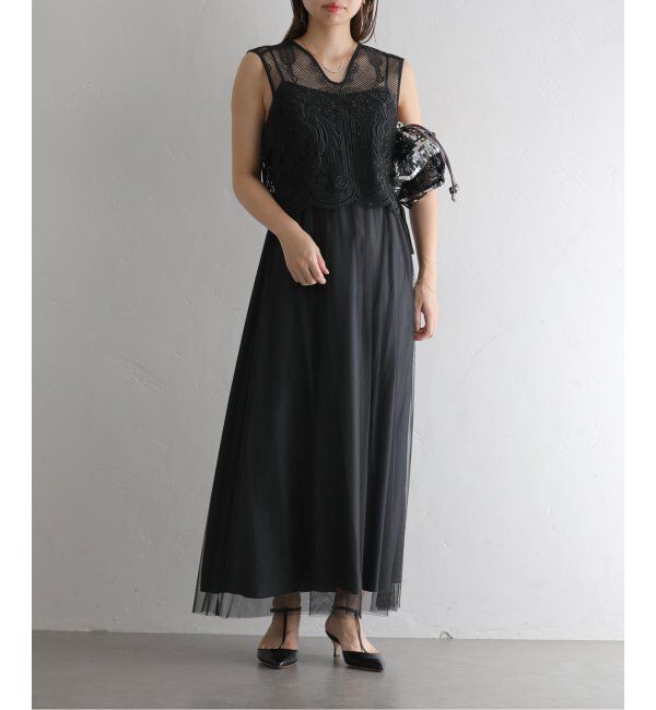  「ケミカルレースベストセットドレス」|ドレス|ブラック
