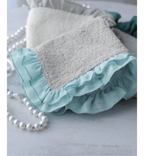  「BORGO DELLE TOVAGLIE/ボルゴ デレ トヴァーリエ 別注フリルミニタオル」|ハンカチ|ブルー A