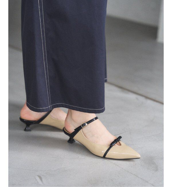  「3.5cmリボンストラップミュール」|パンプス|ベージュ