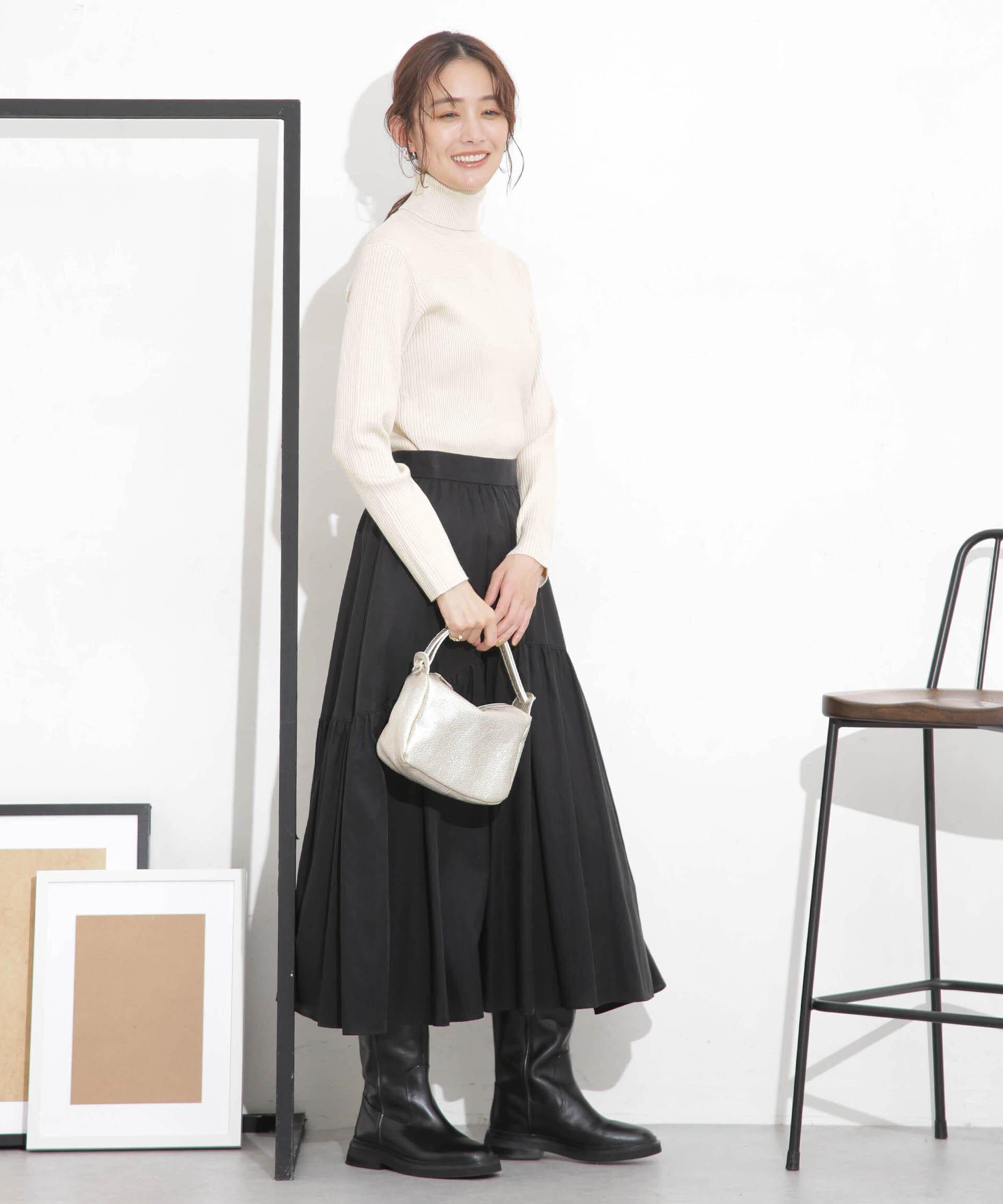 nano･universe「椿オイル加工リブタートルニット」|ニット・セーター|