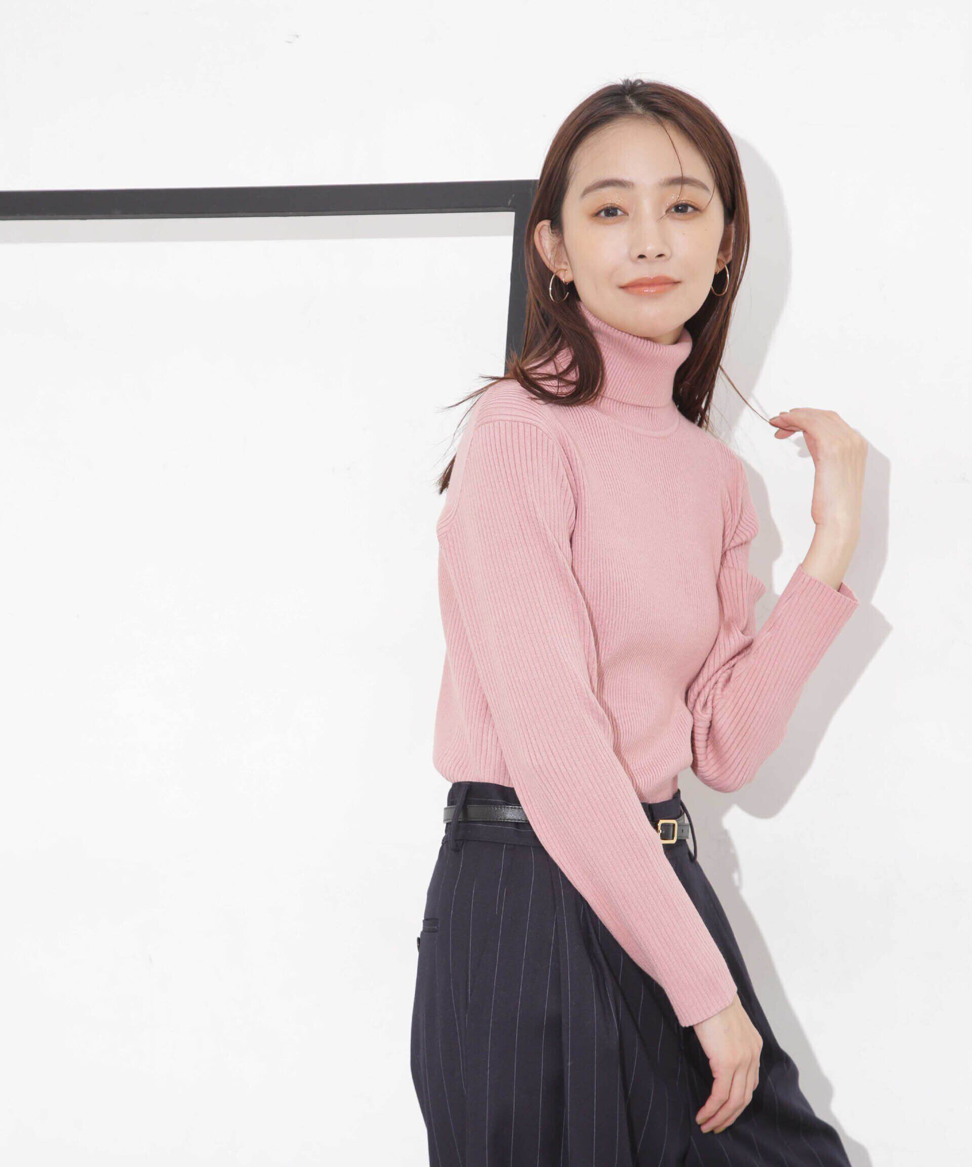 nano･universe「椿オイル加工リブタートルニット」|ニット・セーター|