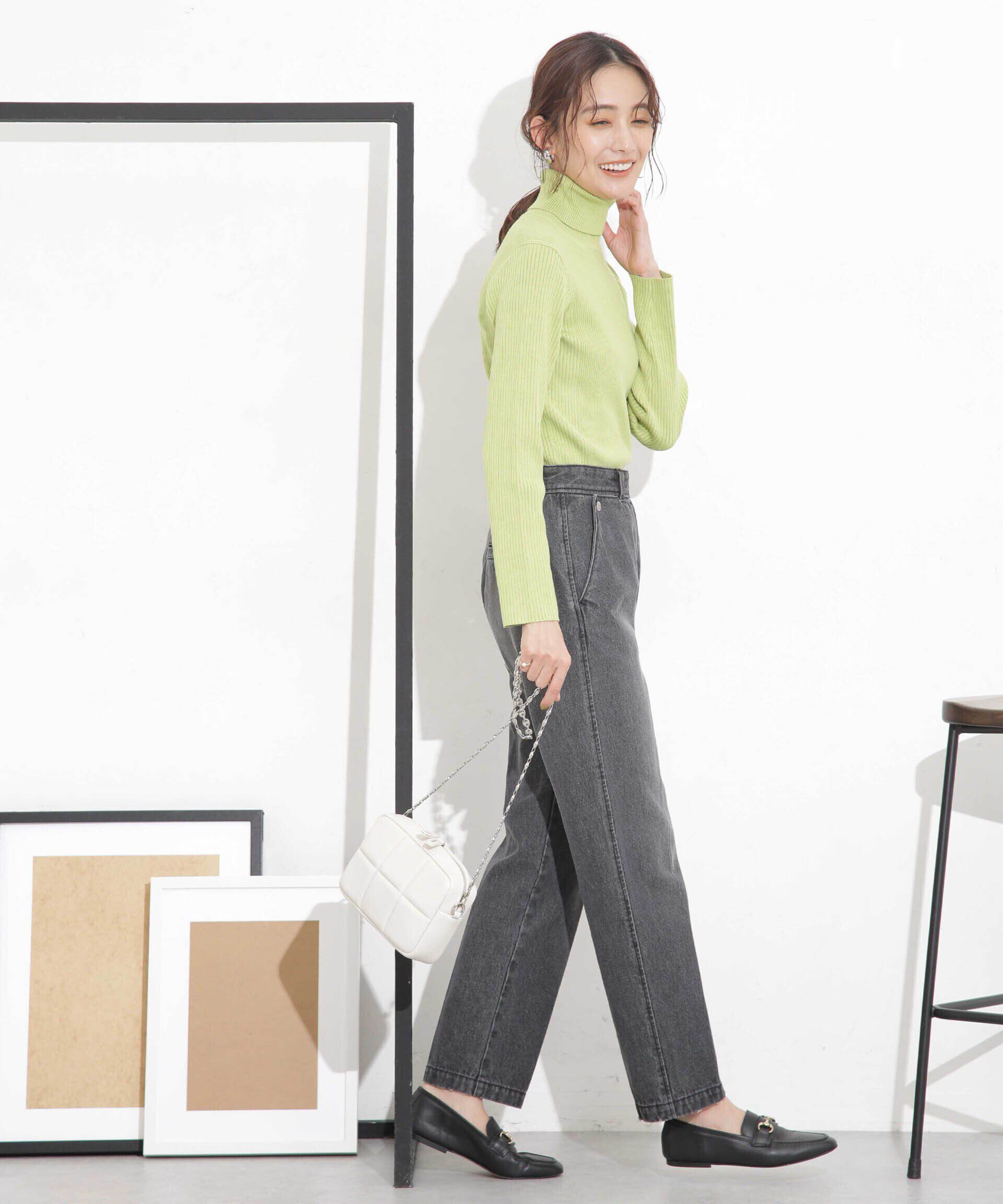 nano･universe「椿オイル加工リブタートルニット」|ニット・セーター|