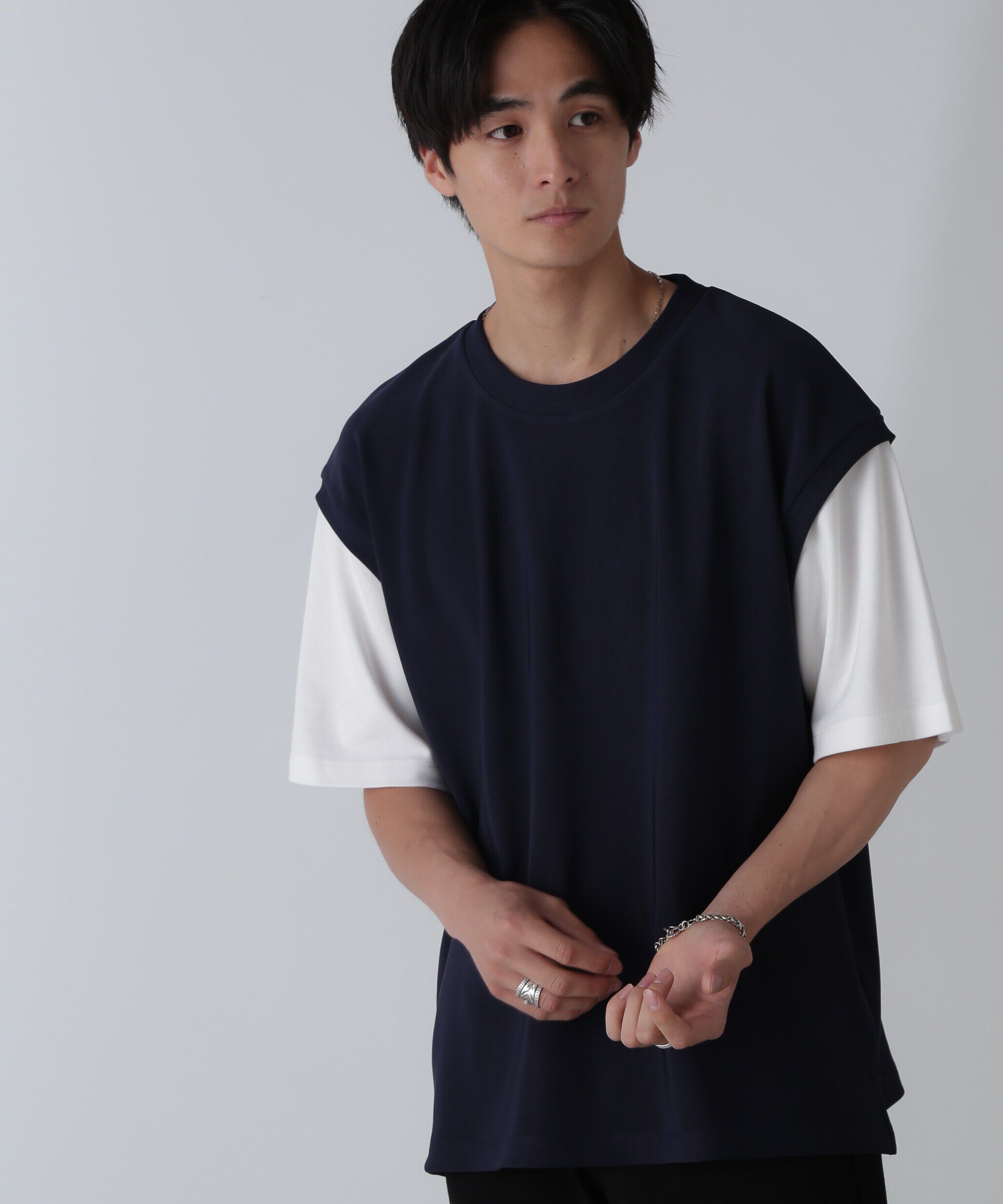 nano･universe「フェイクレイヤードリラックスTシャツ 半袖」|Tシャツ・カットソー|