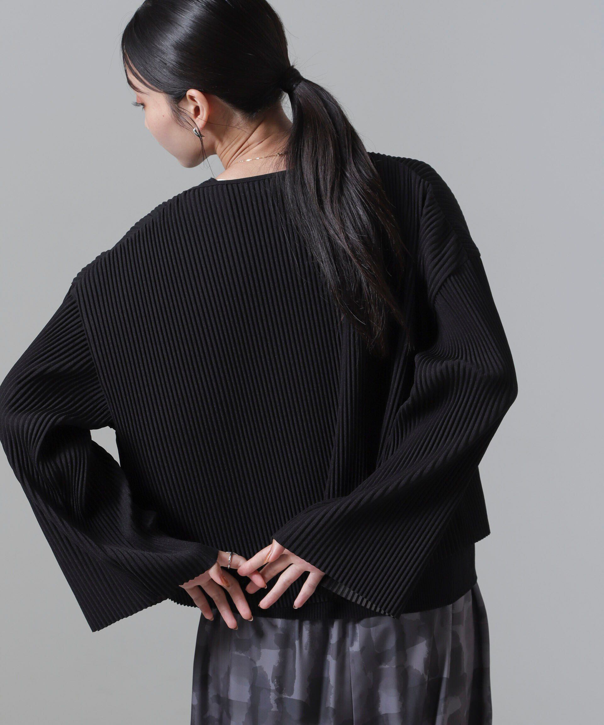 nano･universe「プリーツカット着流しカーディガン(セットアップ可)」|Tシャツ・カットソー|