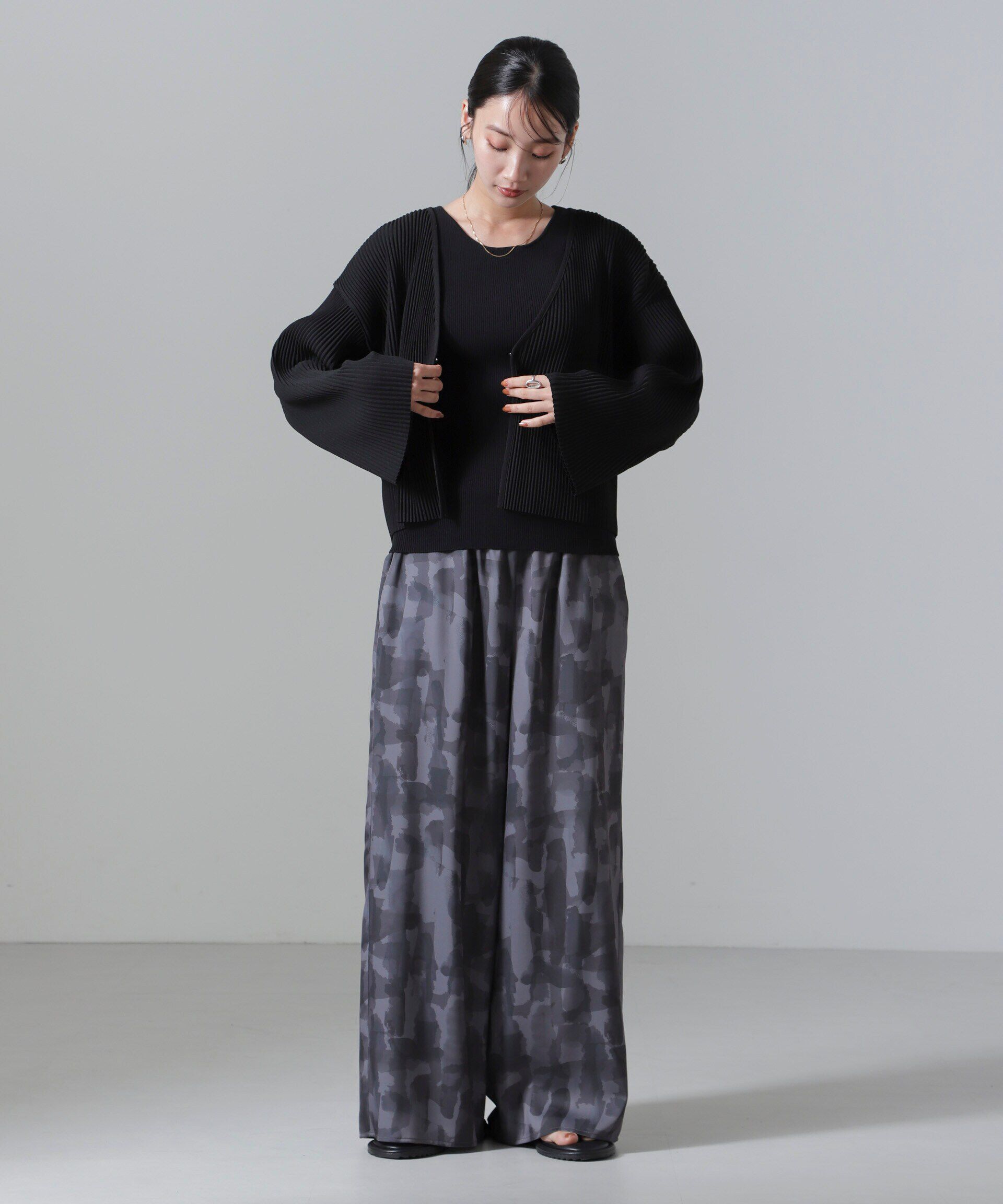 nano･universe「プリーツカット着流しカーディガン(セットアップ可)」|Tシャツ・カットソー|