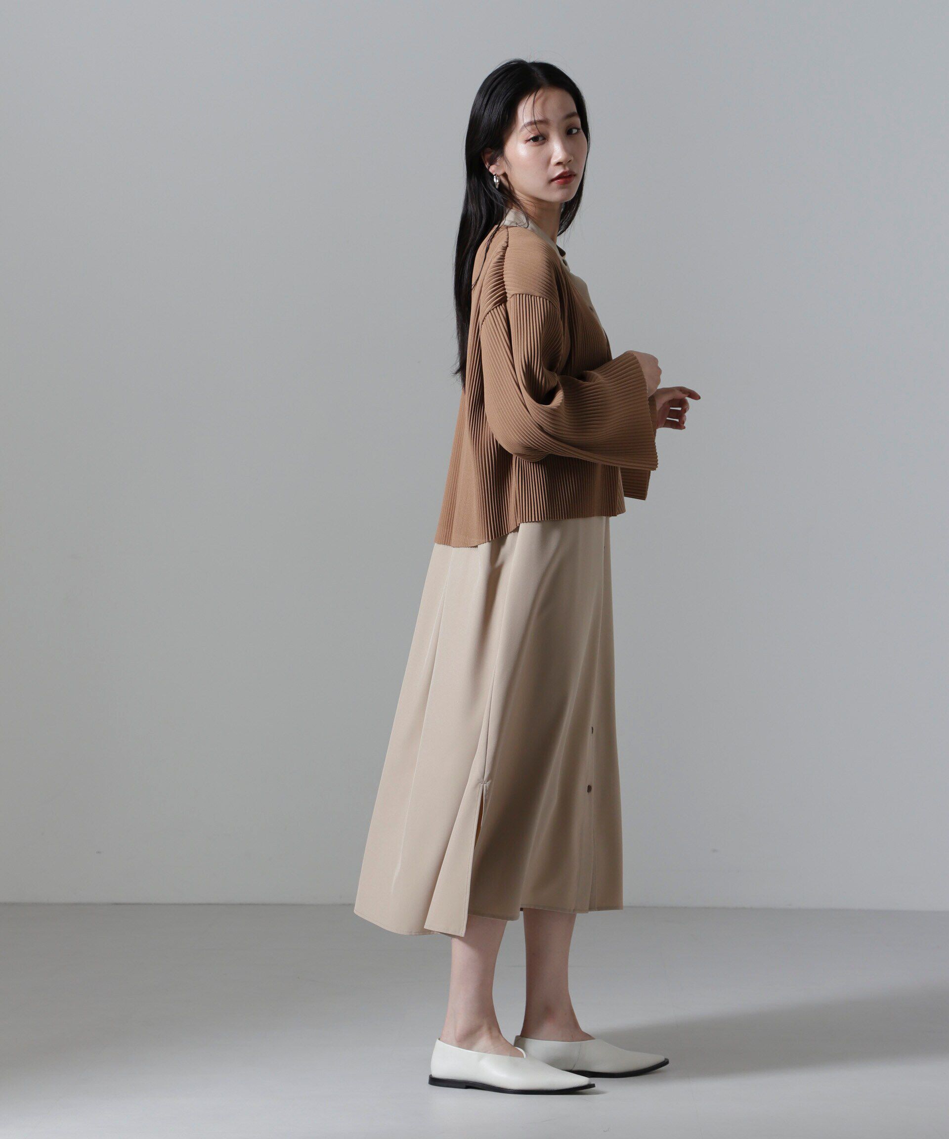 nano･universe「プリーツカット着流しカーディガン(セットアップ可)」|Tシャツ・カットソー|