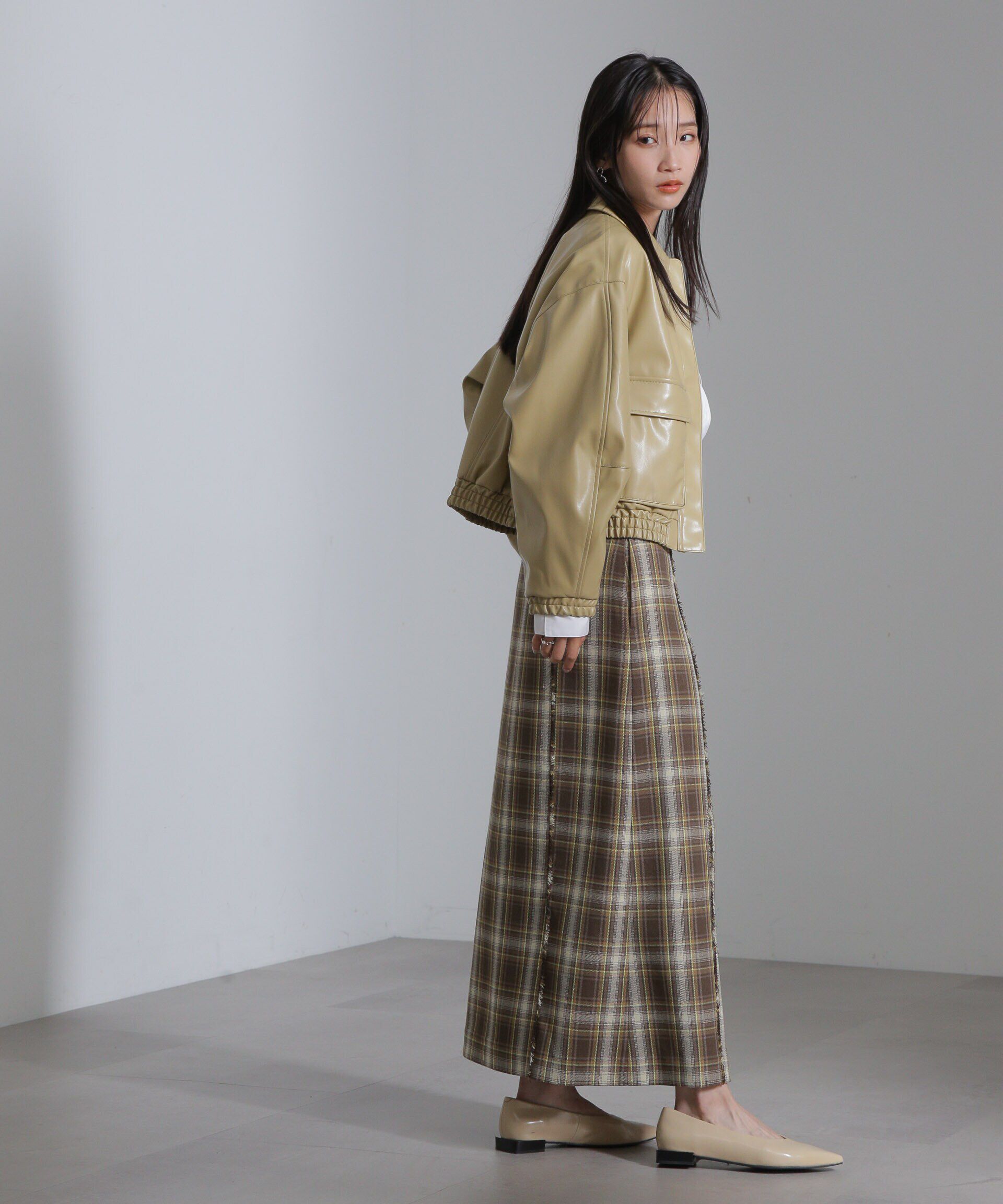 nano･universe「フェイクレザーショートブルゾン(セットアップ可)」|ブルゾン・スタジャン|