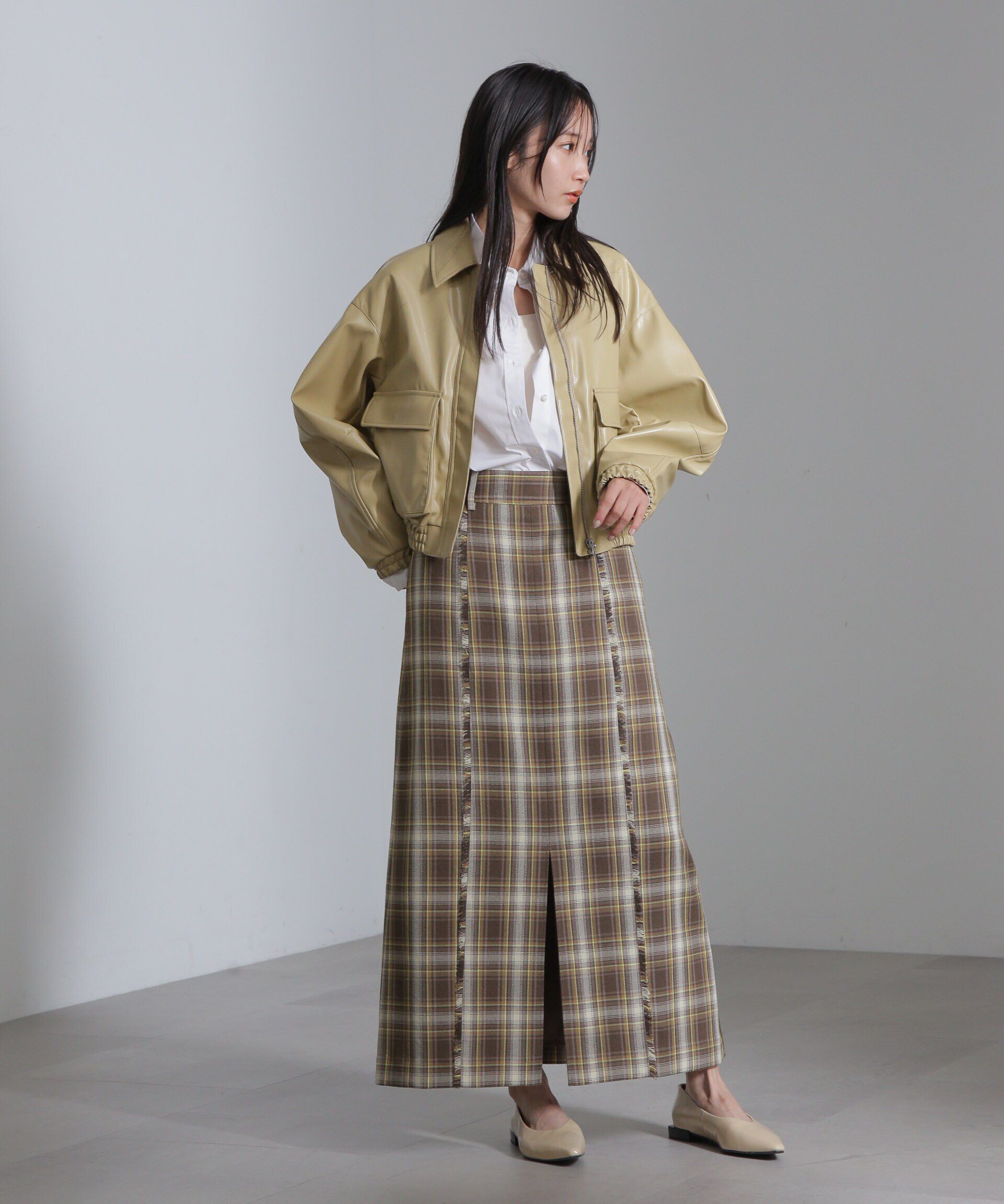 nano･universe「フェイクレザーショートブルゾン(セットアップ可)」|ブルゾン・スタジャン|