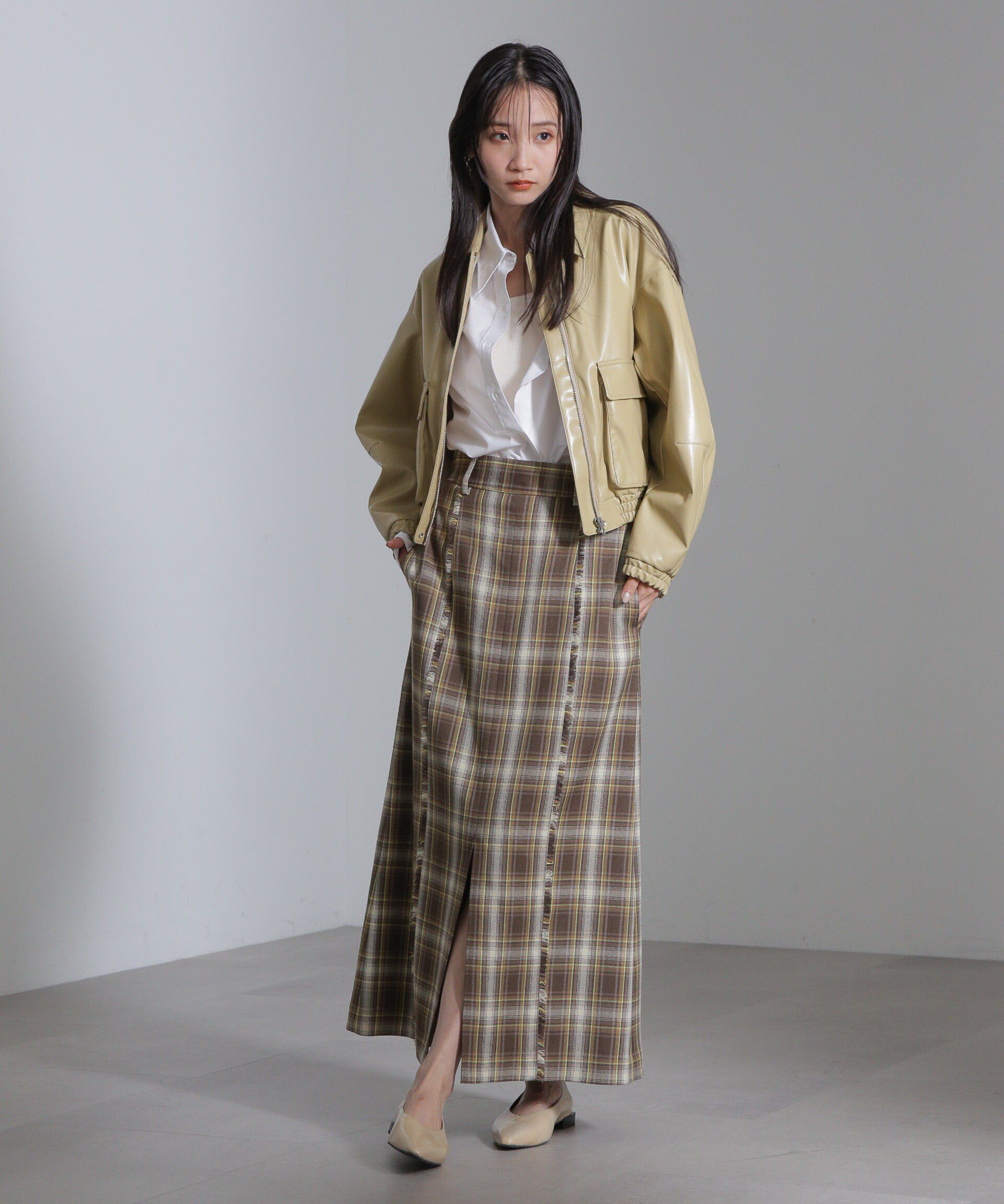 nano･universe「フェイクレザーショートブルゾン(セットアップ可)」|ブルゾン・スタジャン|