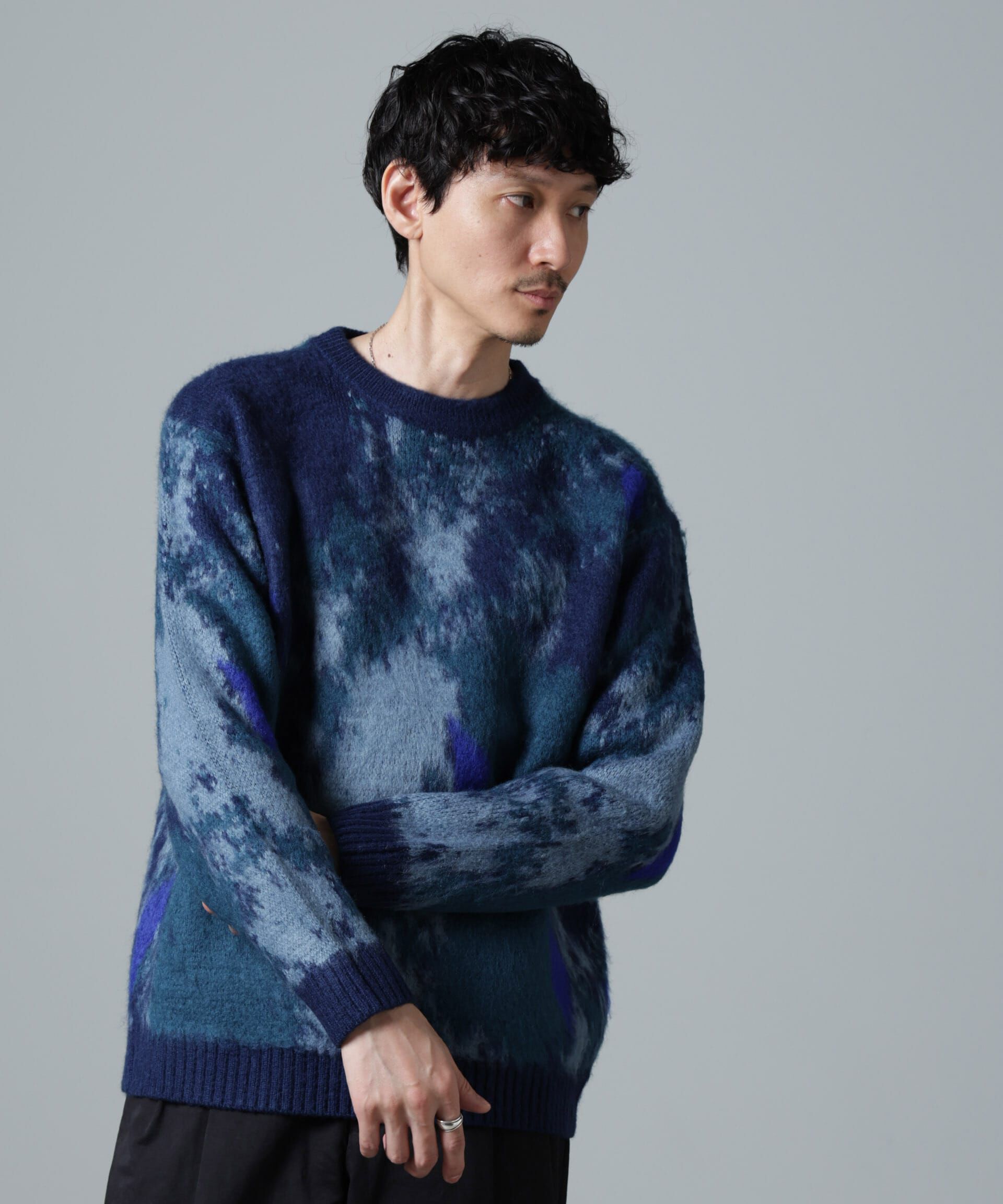 nano･universe「アート柄クルーネックニット」|ニット・セーター|