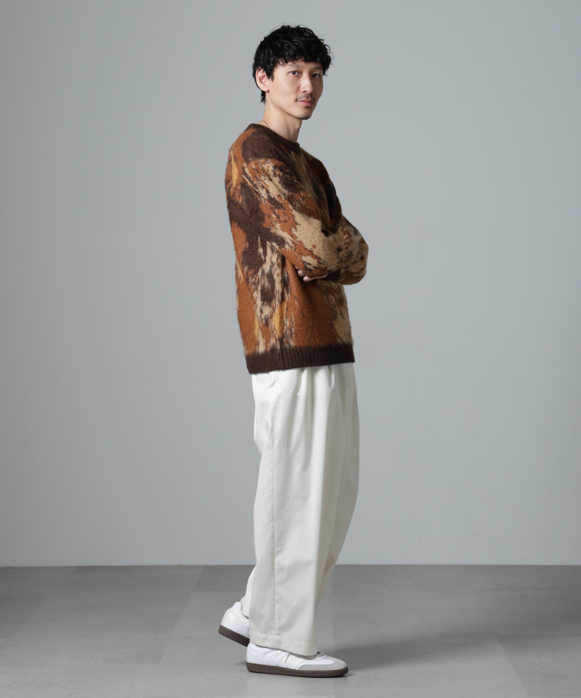 nano･universe「アート柄クルーネックニット」|ニット・セーター|