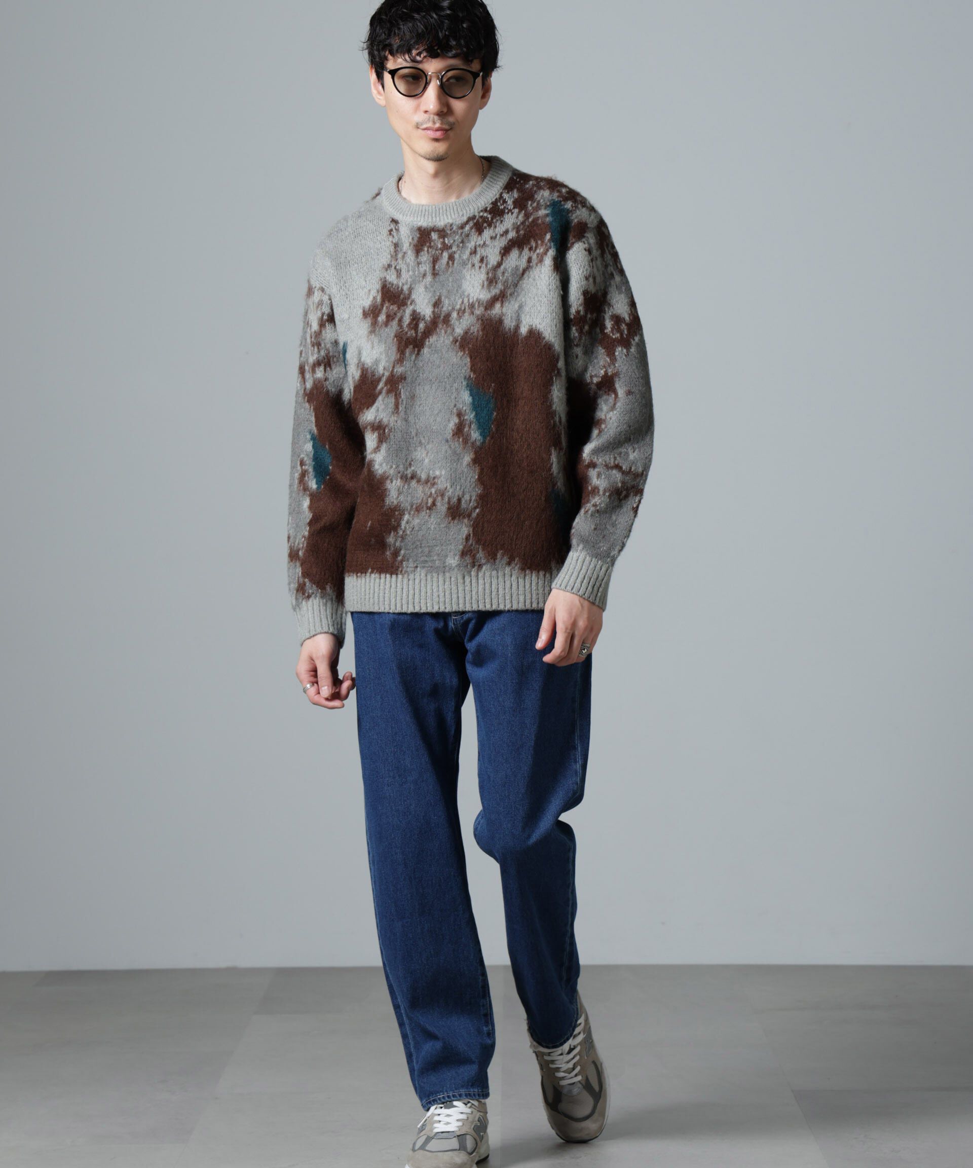nano･universe「アート柄クルーネックニット」|ニット・セーター|