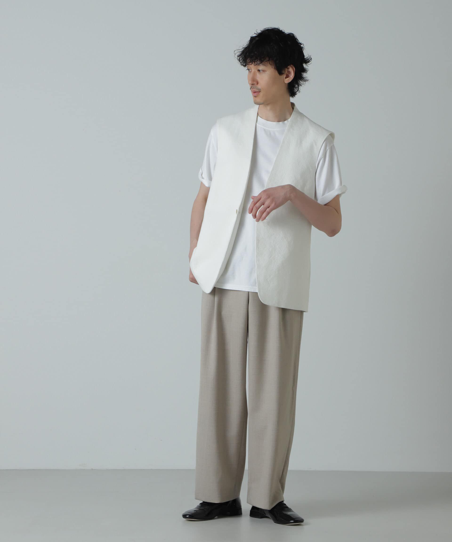 nano･universe「AB.コットン/リネンオックススリーブレスジャケット」|テーラードジャケット|