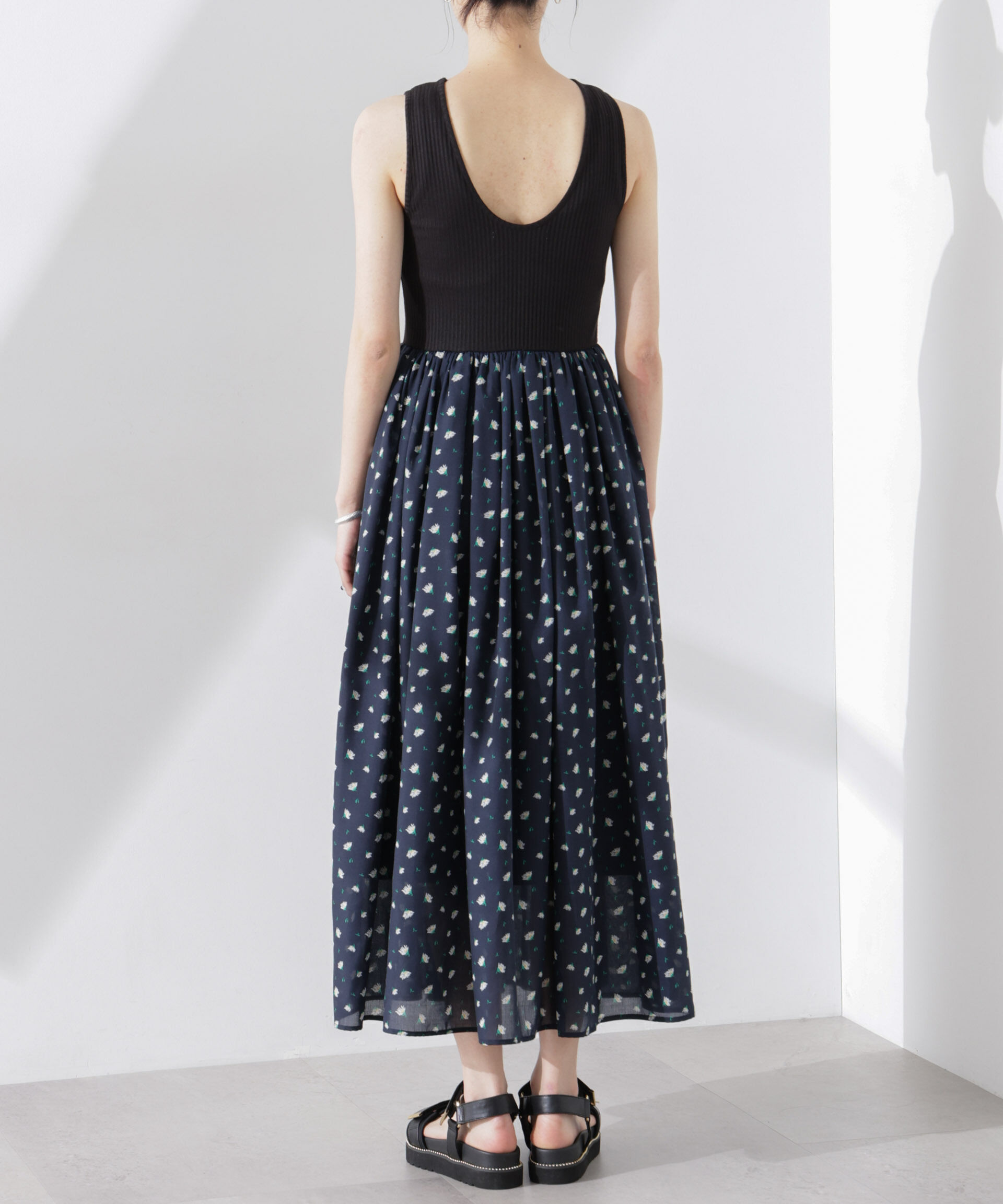 nano･universe「フラワープリントリブタンクワンピース」|ワンピース|