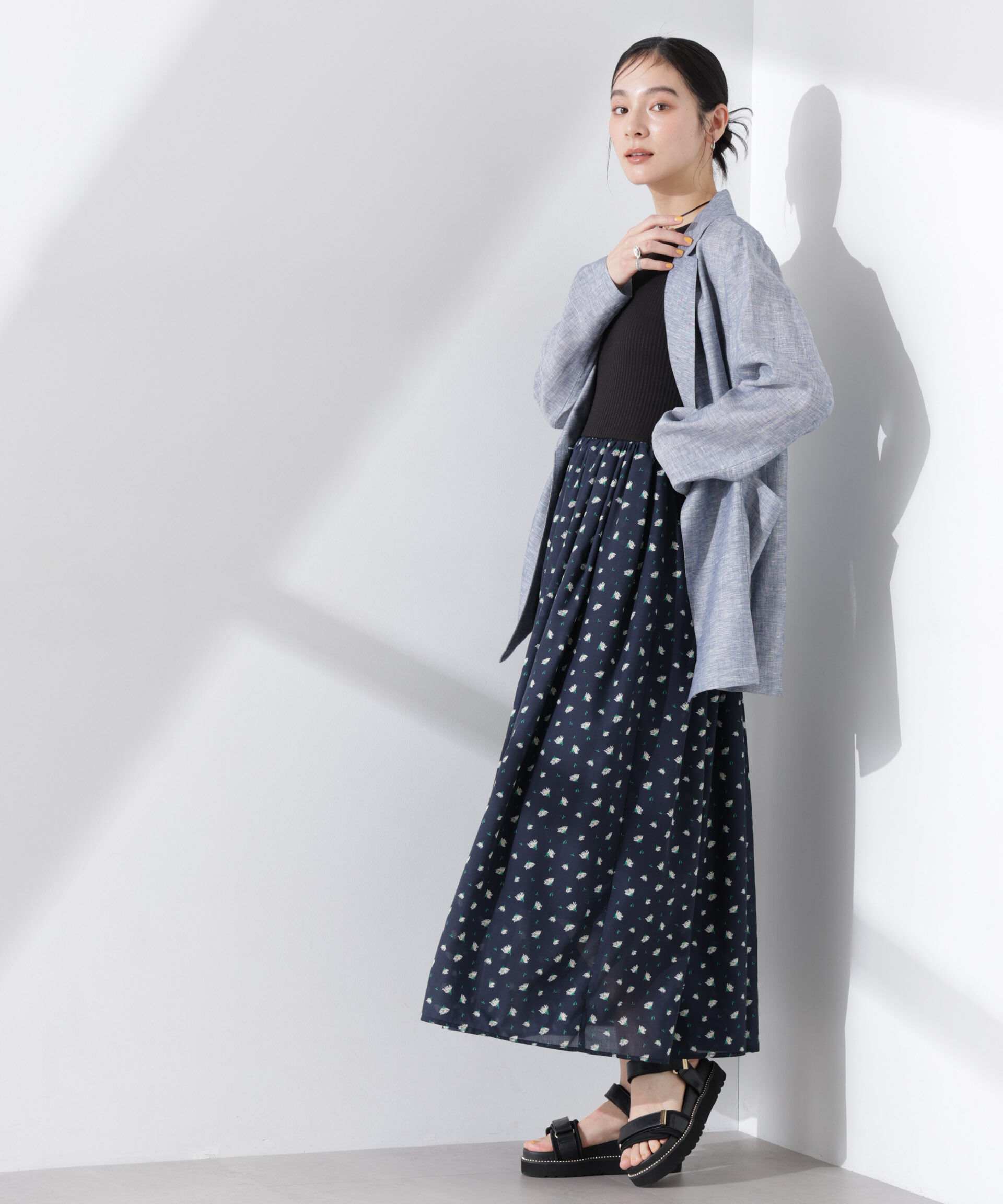 nano･universe「フラワープリントリブタンクワンピース」|ワンピース|