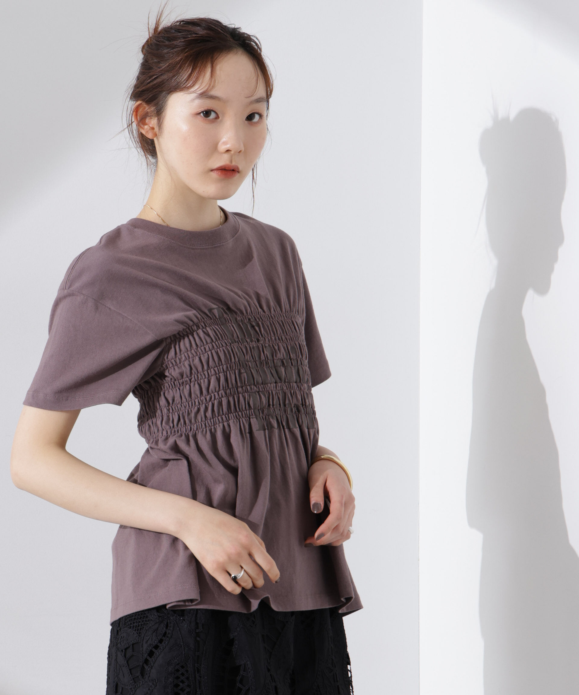 nano･universe「RUSSELL ATHLETIC/別注 Jersey Shirring T」|Tシャツ・カットソー|ブラウン