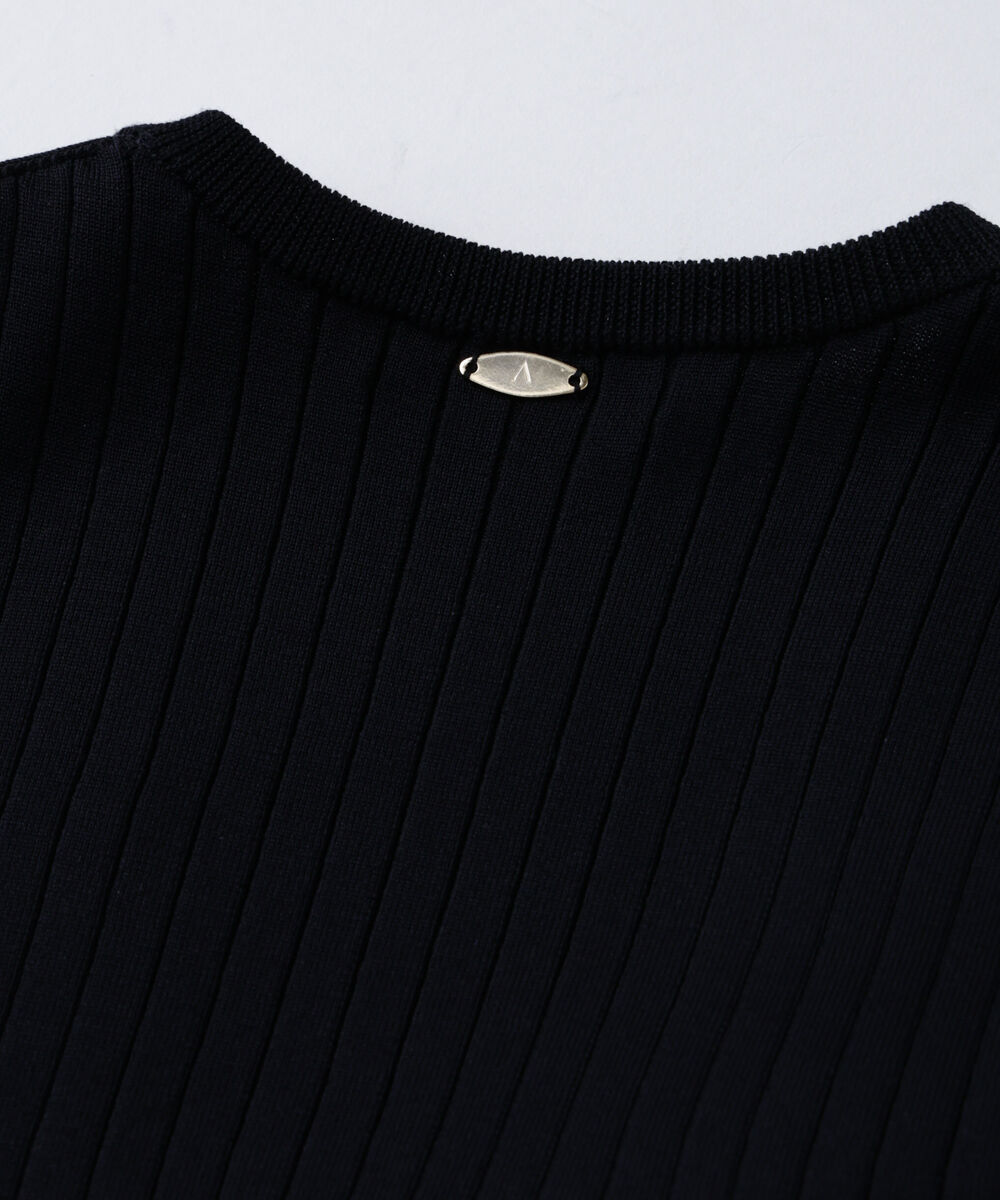 nano･universe「「ASSEMBLANC」ウォッシャブルシルクワイドリブVネックニットTシャツ」|Tシャツ・カットソー|