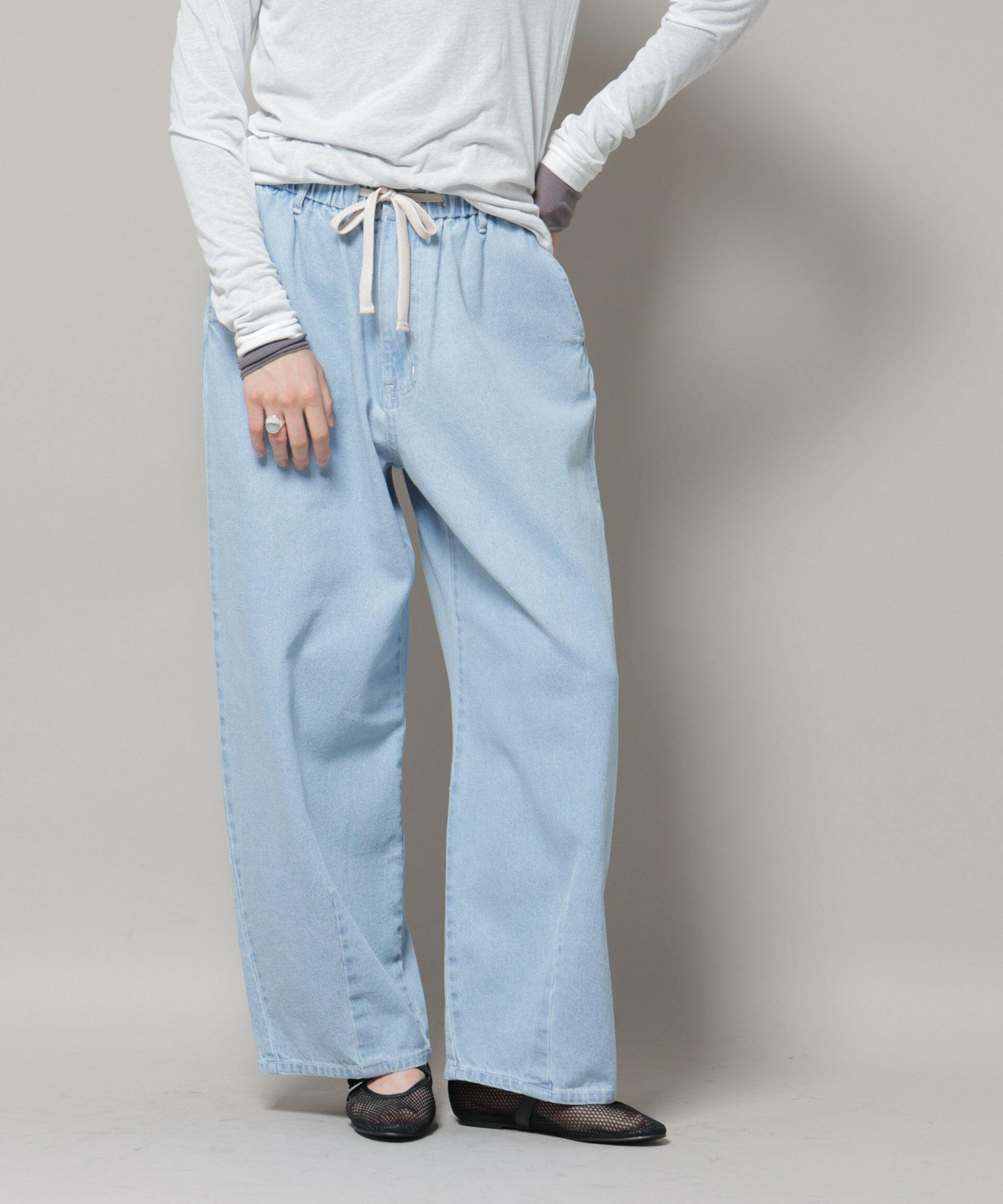 nano･universe「ドロストデニムパンツ(セットアップ可)」|チノ|