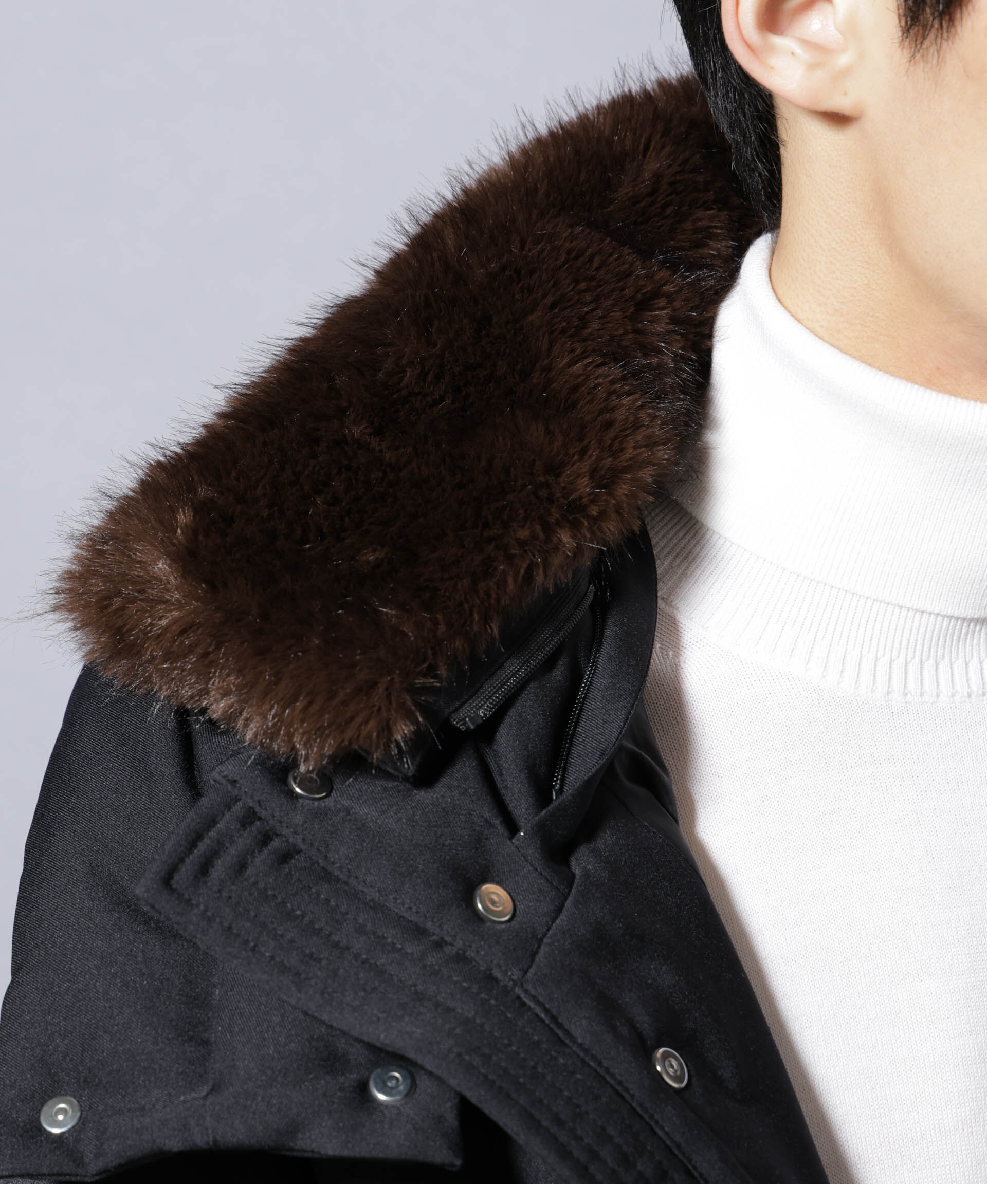 nano･universe「「西川ダウン(R)」フェイクファーカラーサージロングダウン」|ダウン|