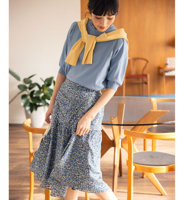 組曲「フラワーレイヤープリント ギャザースカート」|スカート|ブルー系5