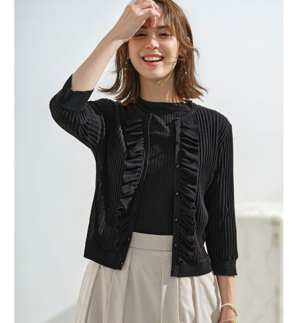 組曲「シアーニット フリルカーディガン」|カーディガン|ブラック系
