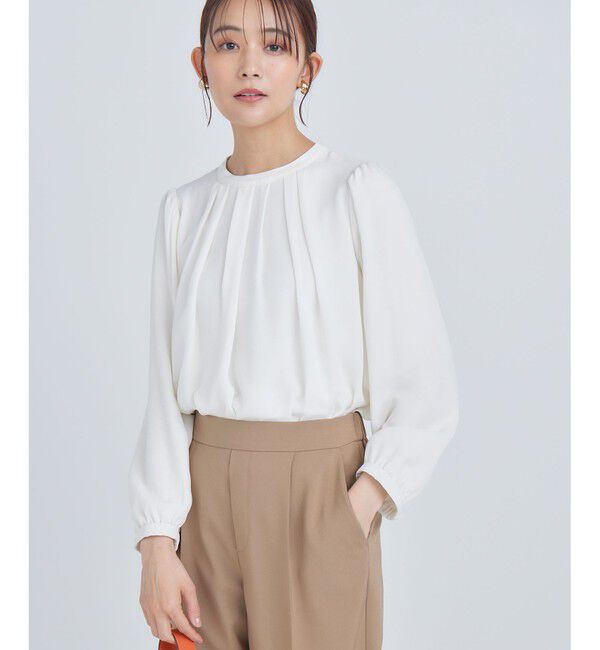 組曲「【WEB限定】ジョーゼットシフォン タックブラウス」|シャツ・ブラウス|アイボリー系