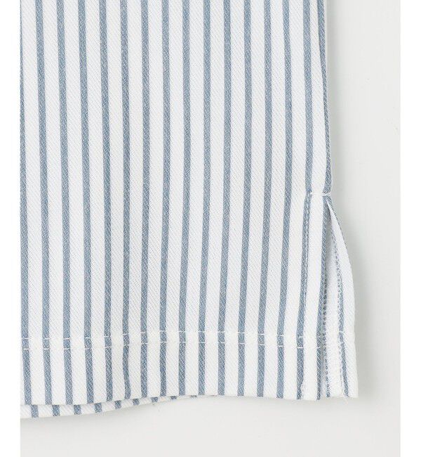 自由区「【接触冷感・UVカット・洗える】ストライプコットンハイゲージフォルムスリーブ カットソー」|Tシャツ・カットソー|