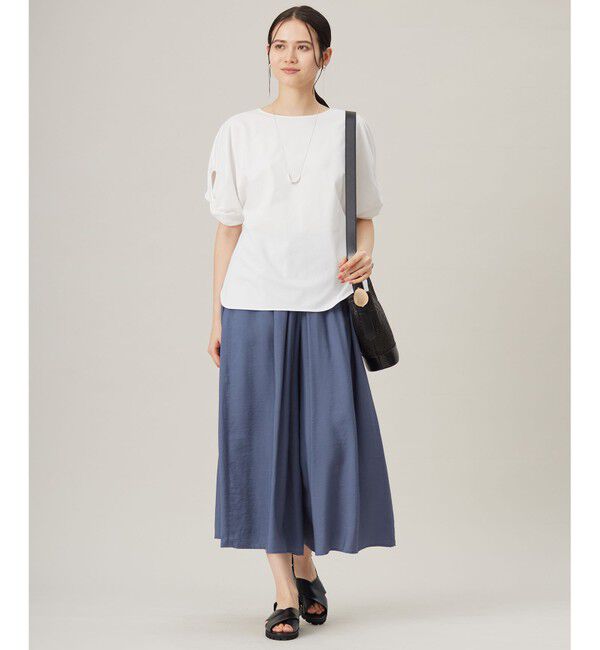 自由区「【接触冷感・UVカット・吸水速乾・抗菌防臭・洗える】ハイツイストポンチスリーブディティール カットソー」|Tシャツ・カットソー|